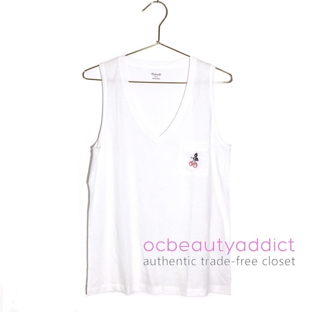 Madewell White Cherry Whisper Cotton Tank Top XXL